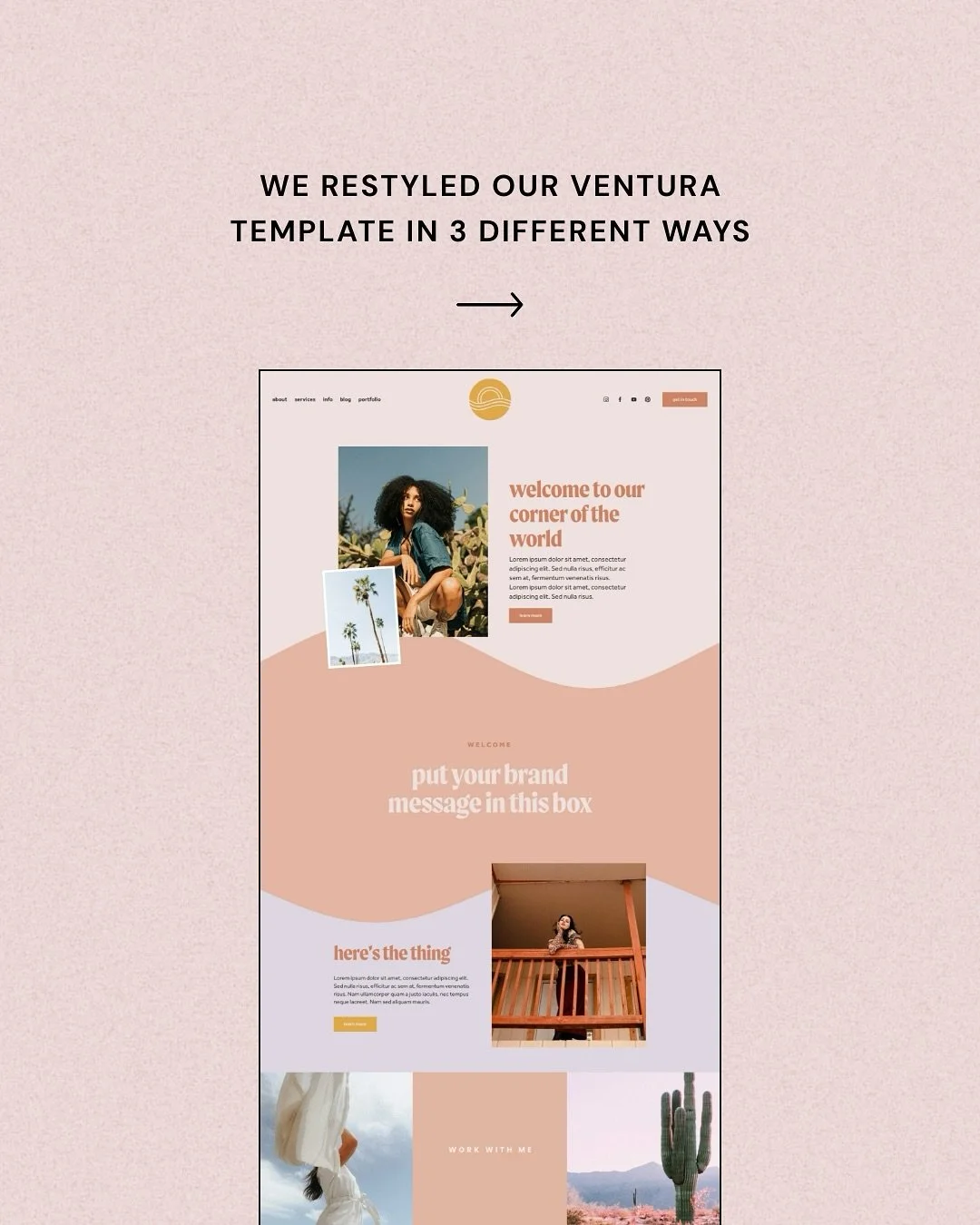 Having a hard time picturing how your brand would look using one of our Squarespace templates? Let us make it a little easier 🫶

We gave our Ventura template a few totally different looks&hellip; and all it took was swapping out colors, fonts, and i