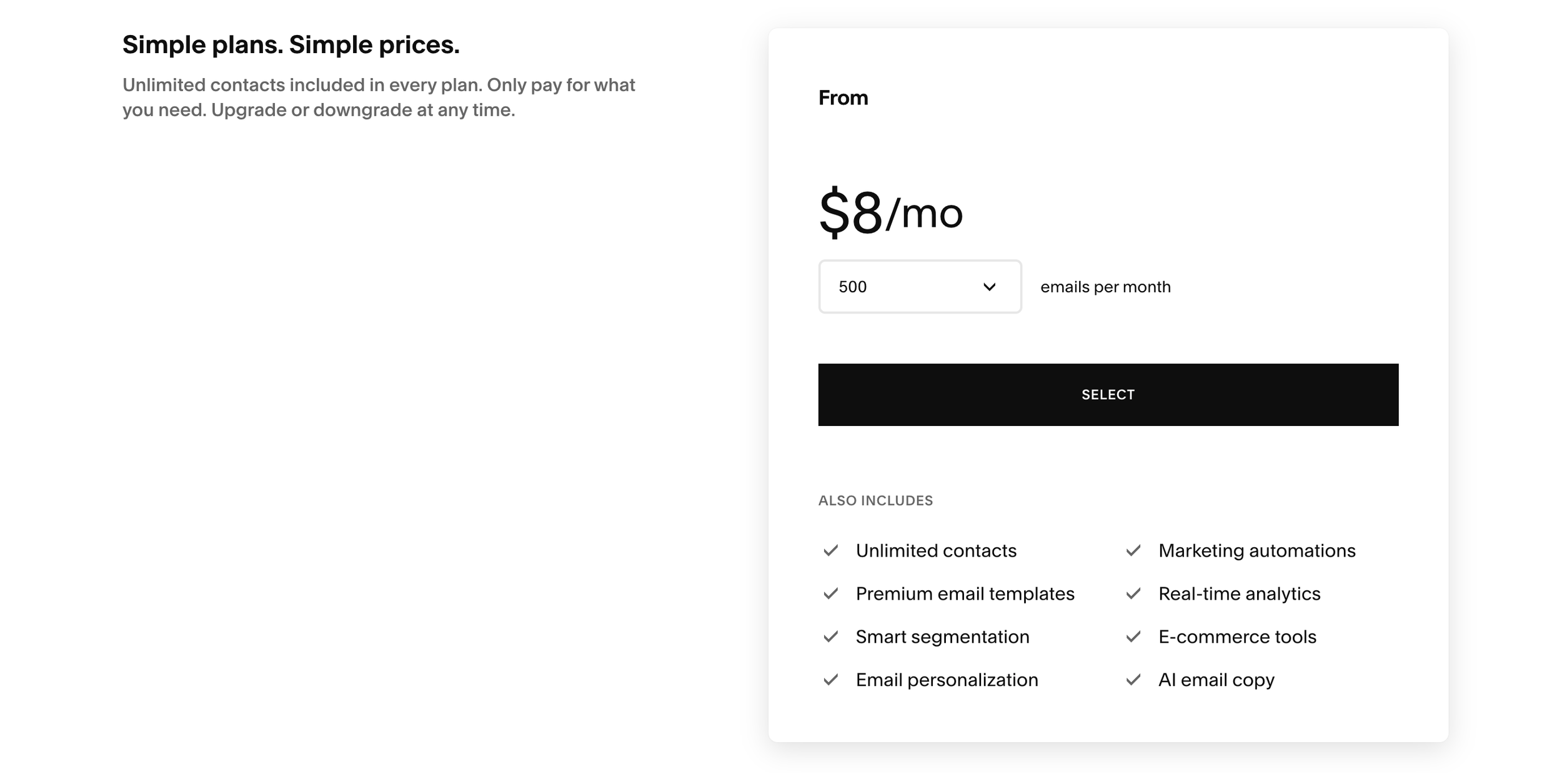Squarespace Email Campaigns pricing