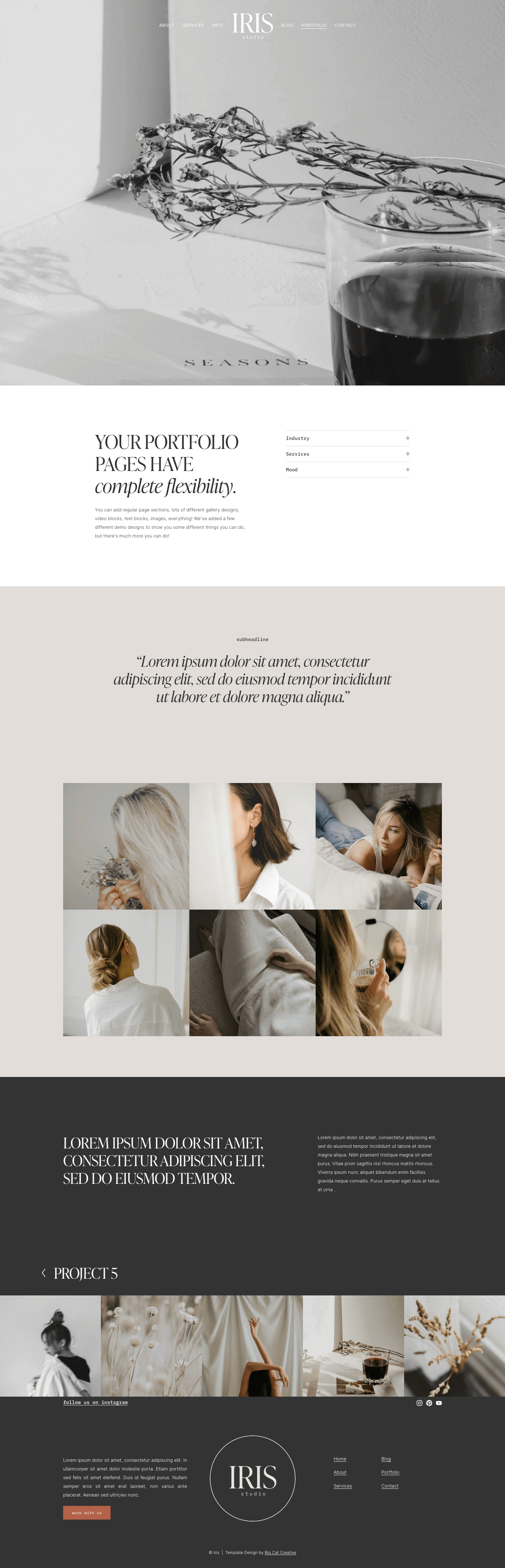 5 Must-Haves for a High-Converting Photography Website - Portfolio project page in the Iris Squarespace Template