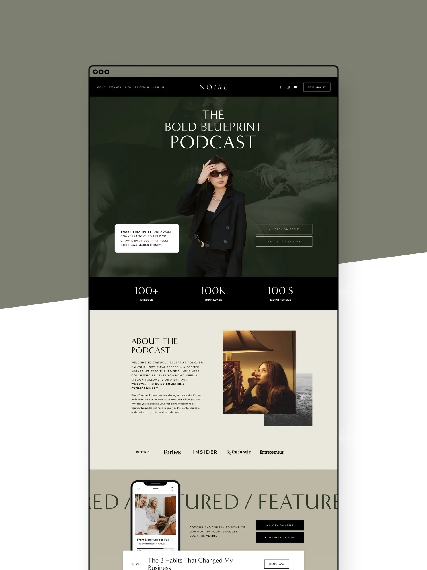 Noire Podcast Page Template