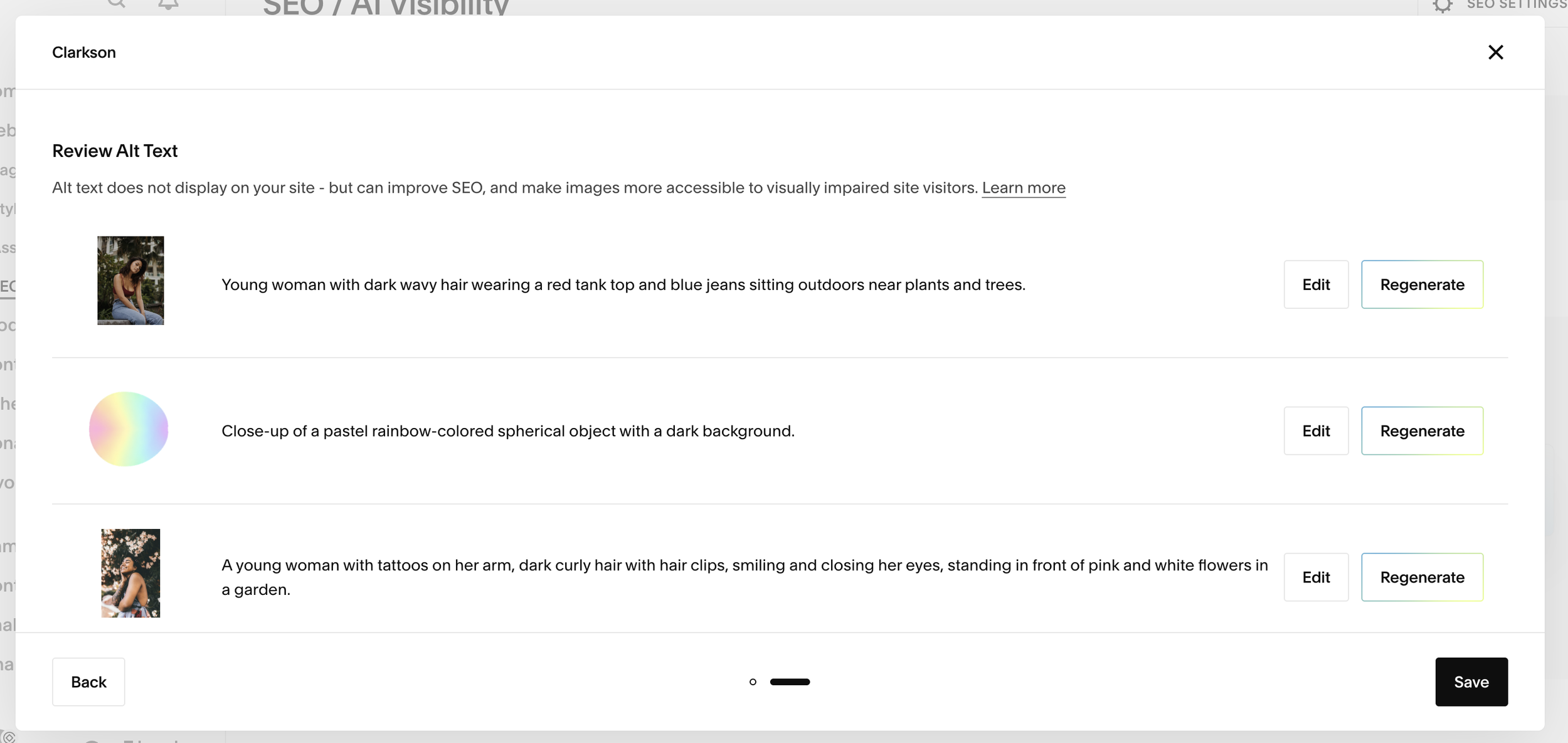 Adding alt text to images in bulk in Squarespace