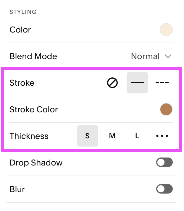 Add stroke to a shape block in squarespce to add a border