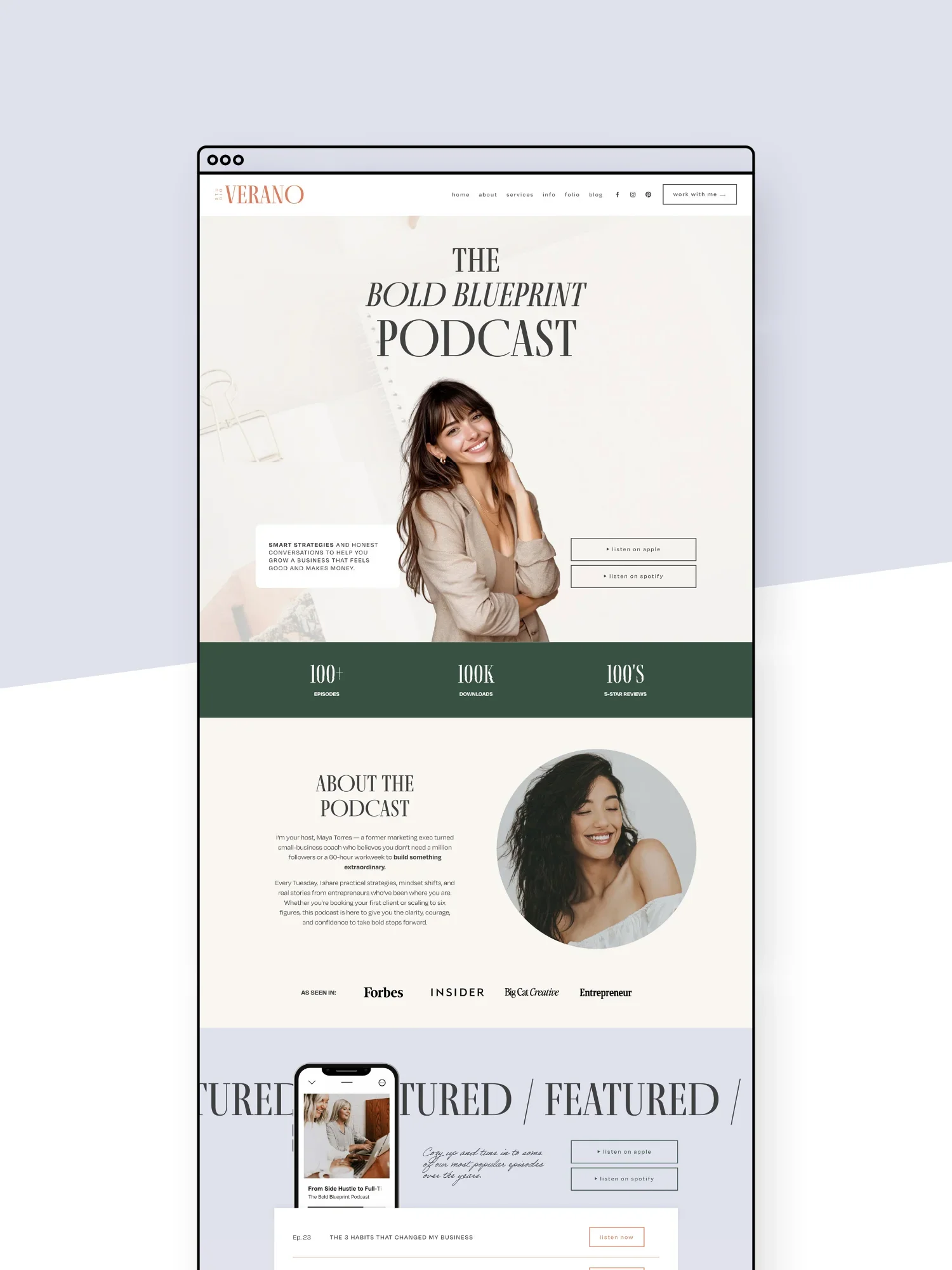 Verano Podcast Page Template