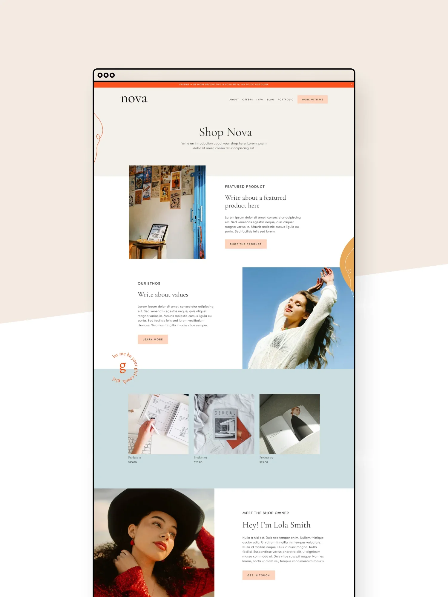 Nova Shop Page Template