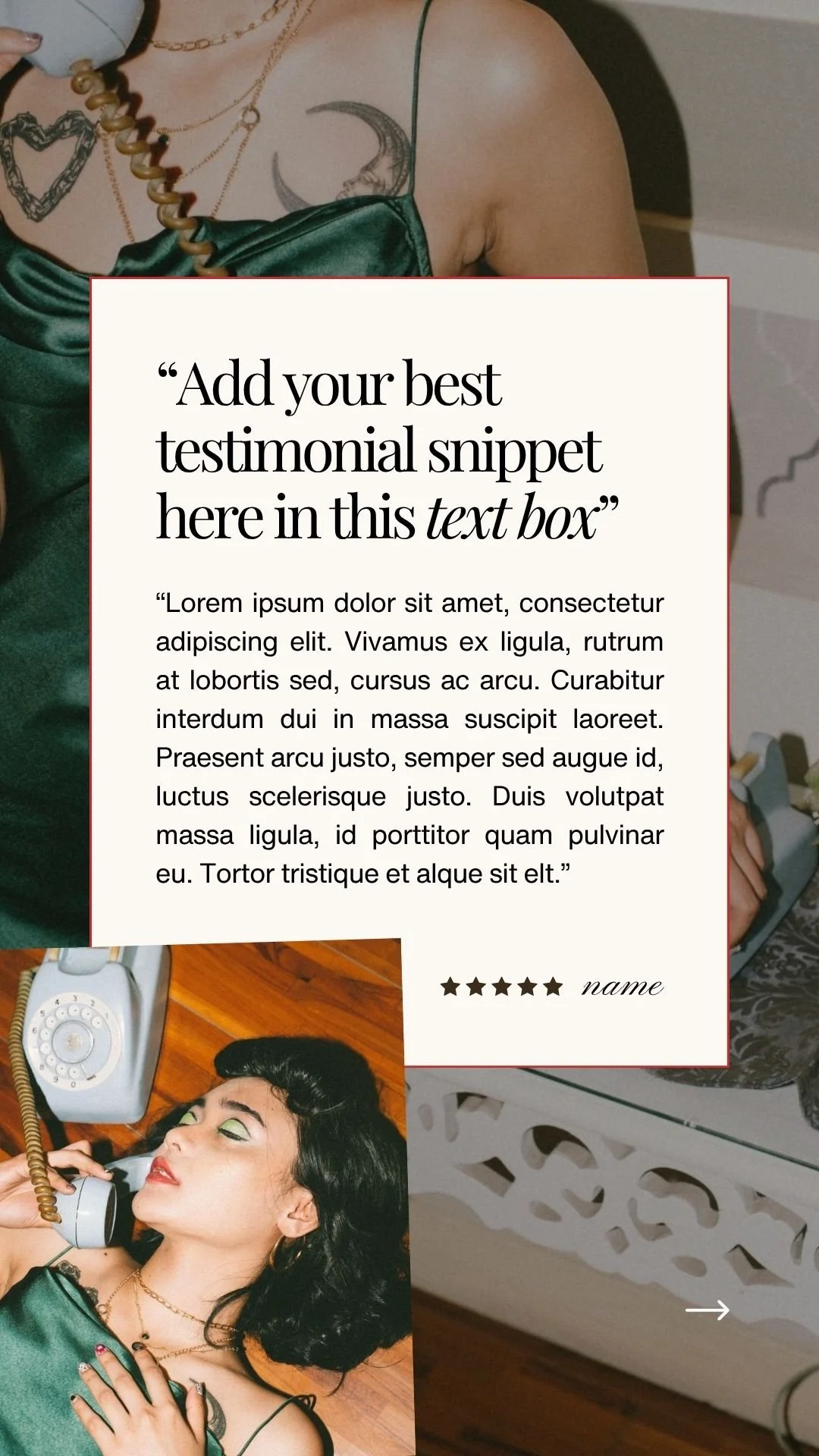 Testimonial Instagram Story example
