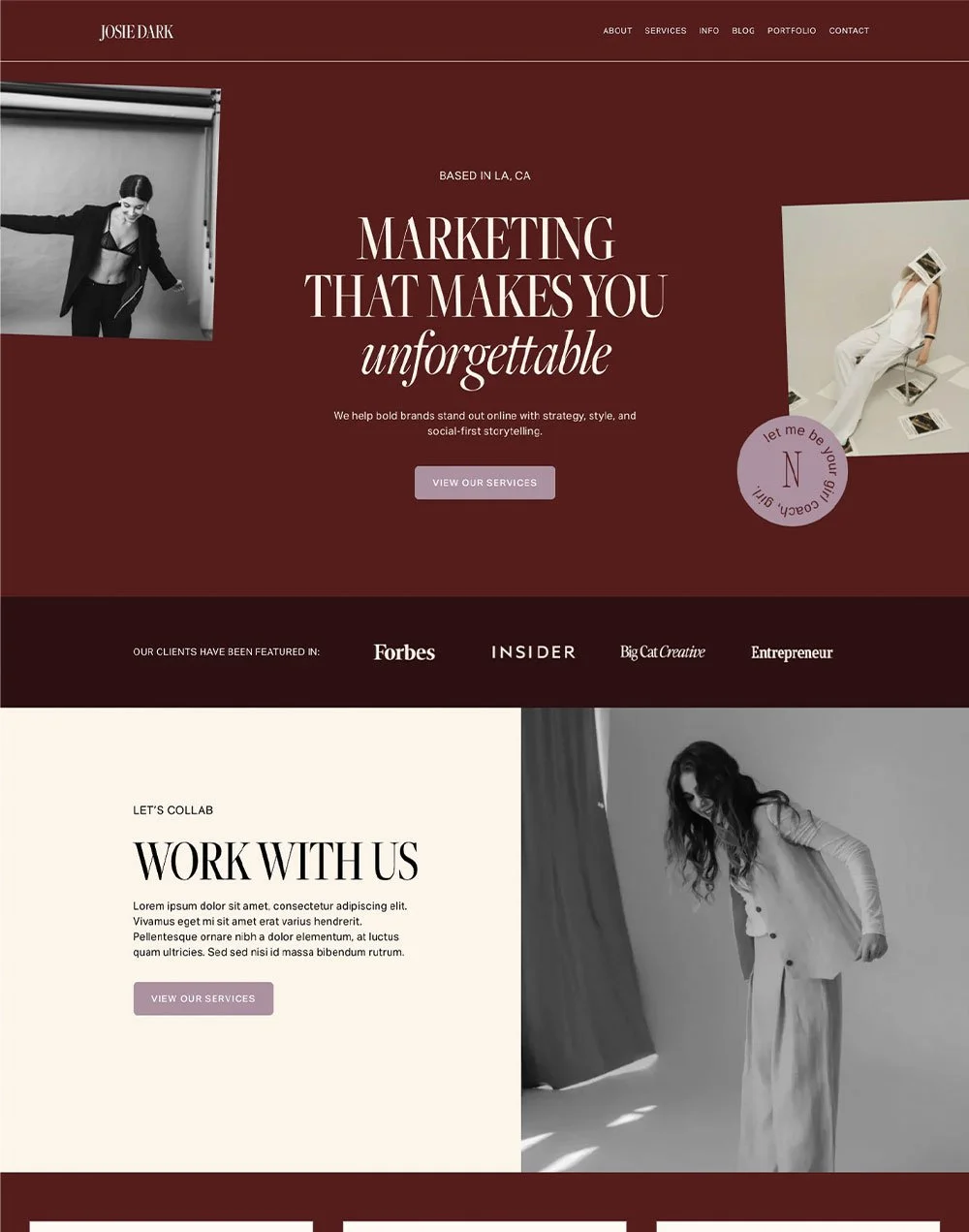 Josie Squarespace Template Dark Showcase