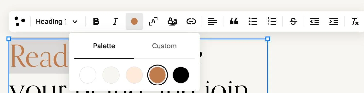 adjusting text color in Squarespace