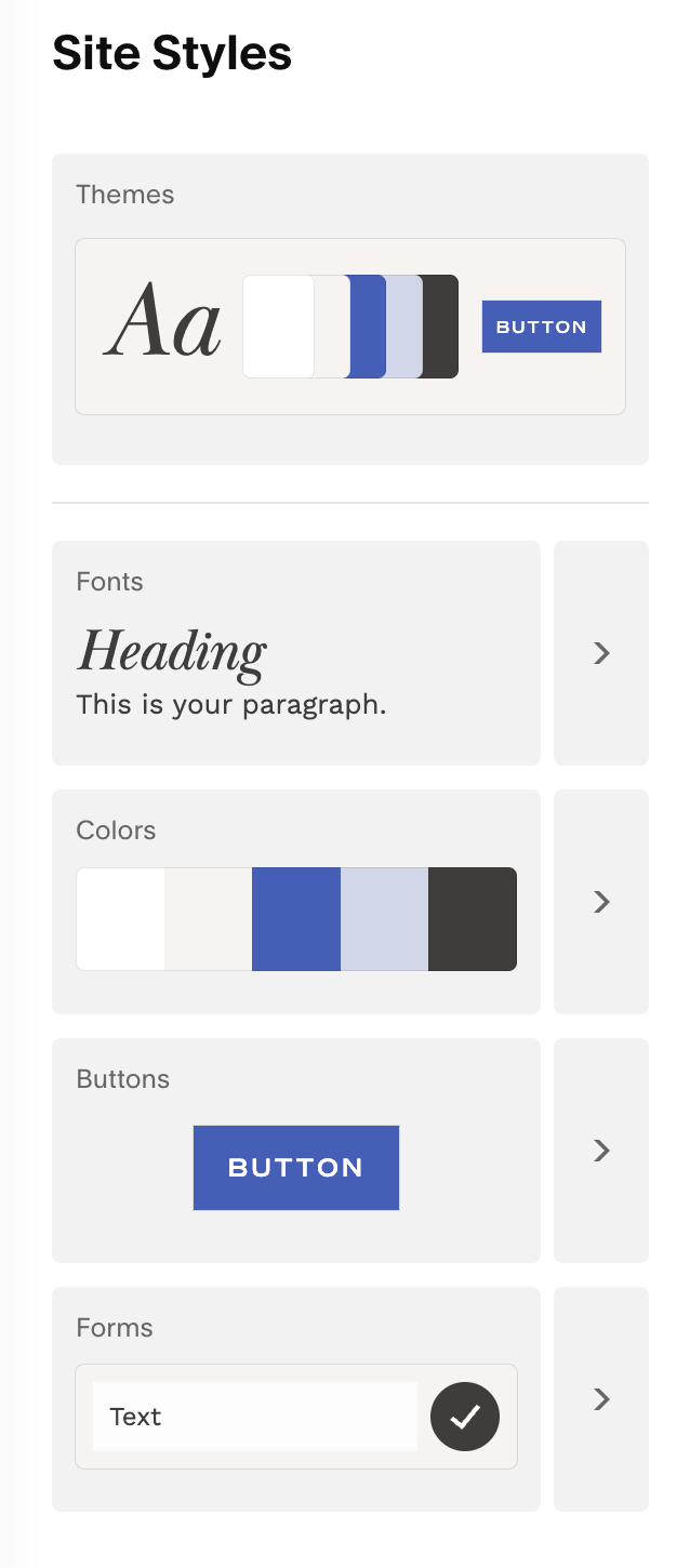 Customizing site styles in Squarespace