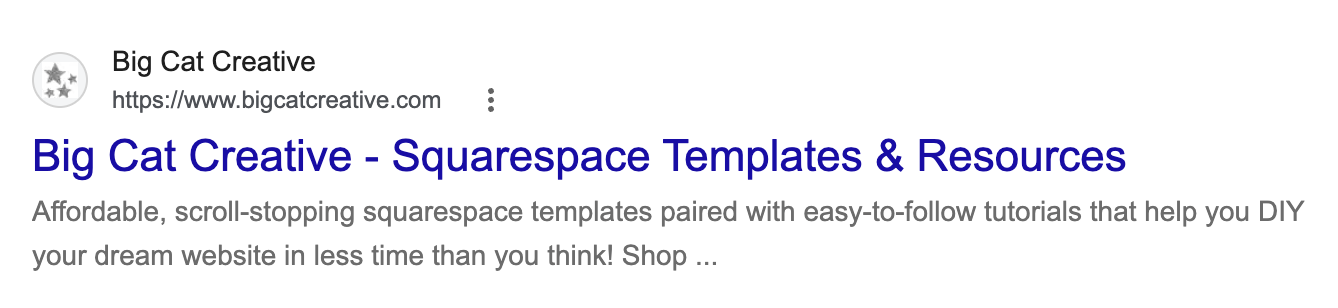 Squarespace site description appearing in Google Search Result