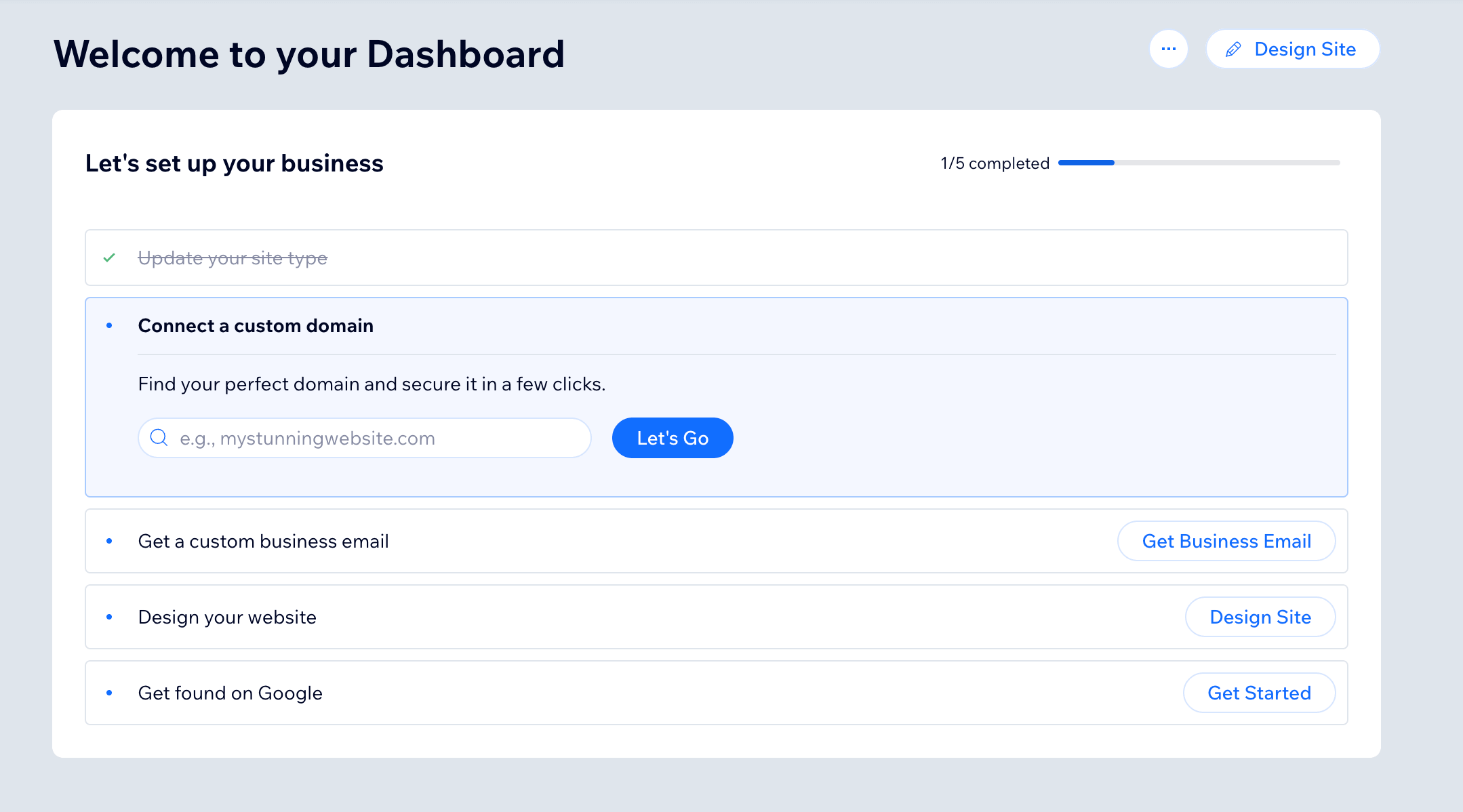 Wix dashboard