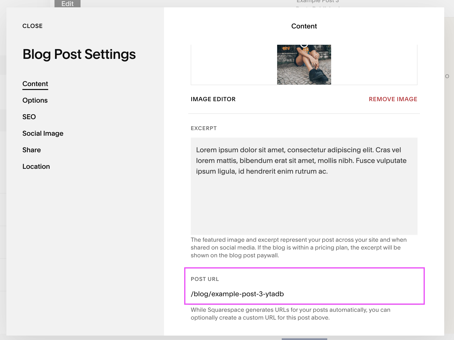Updating blog post URLs in Squarespace