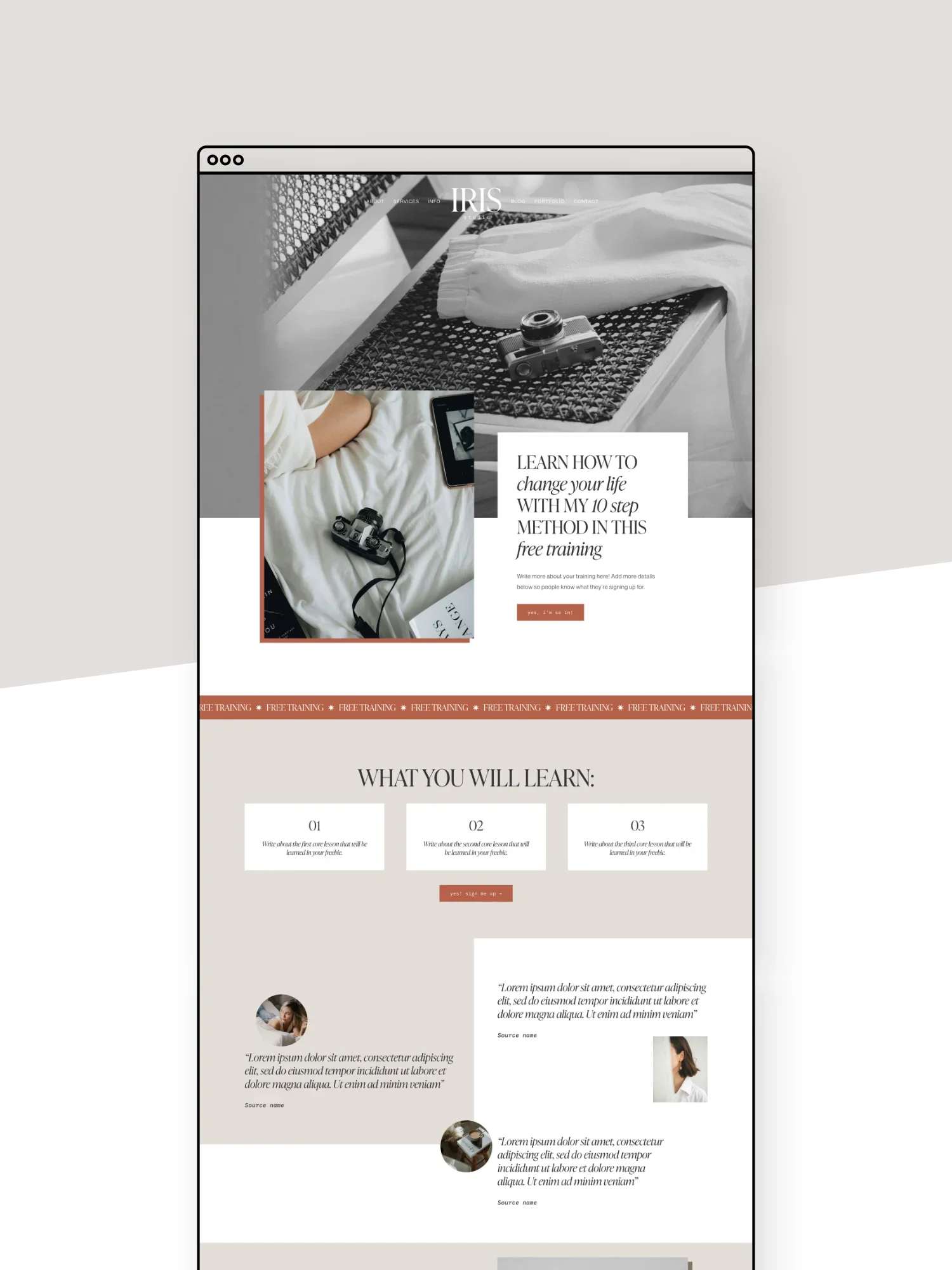 Iris Freebie Page Template