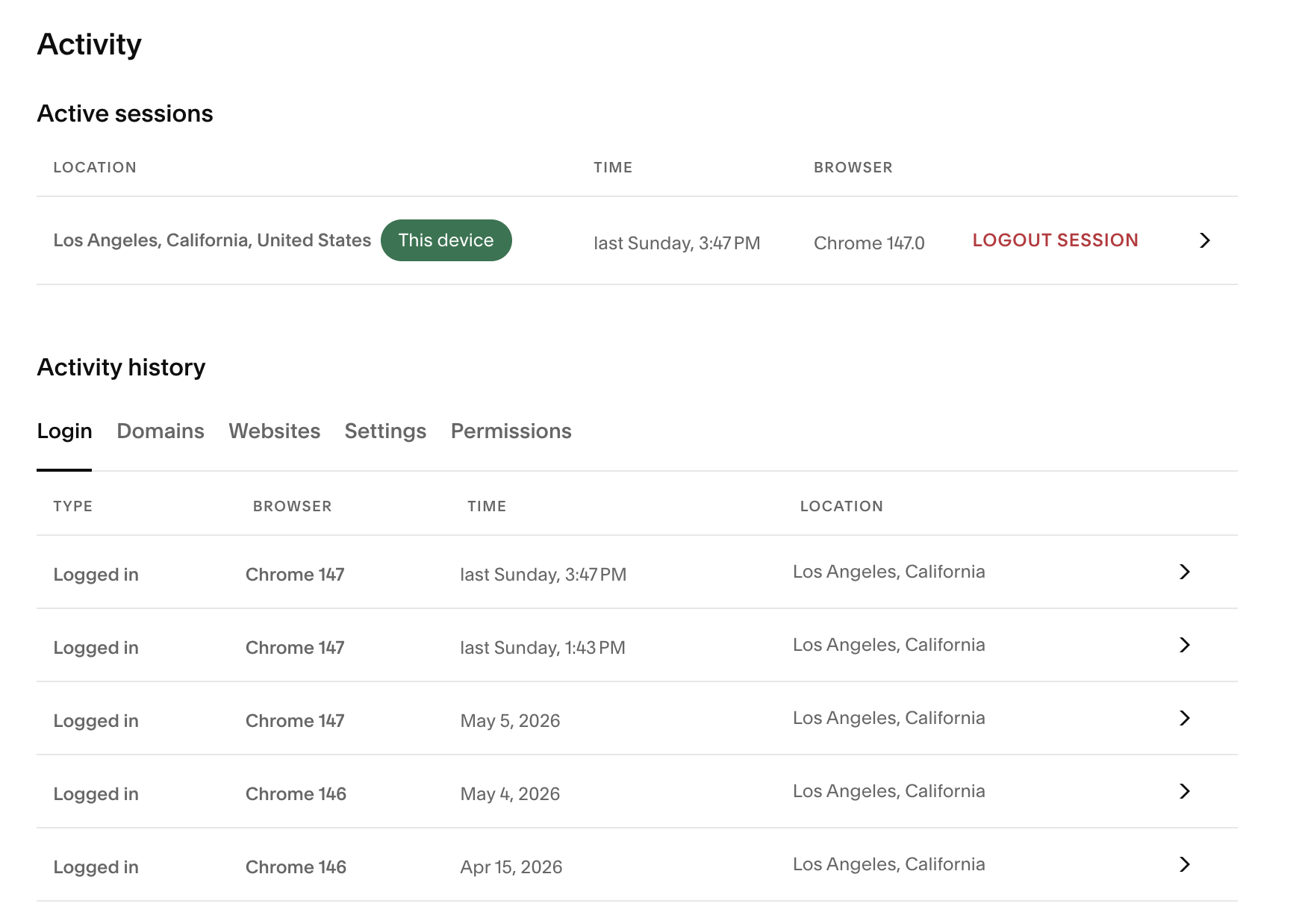 Checking login activity in Squarespace