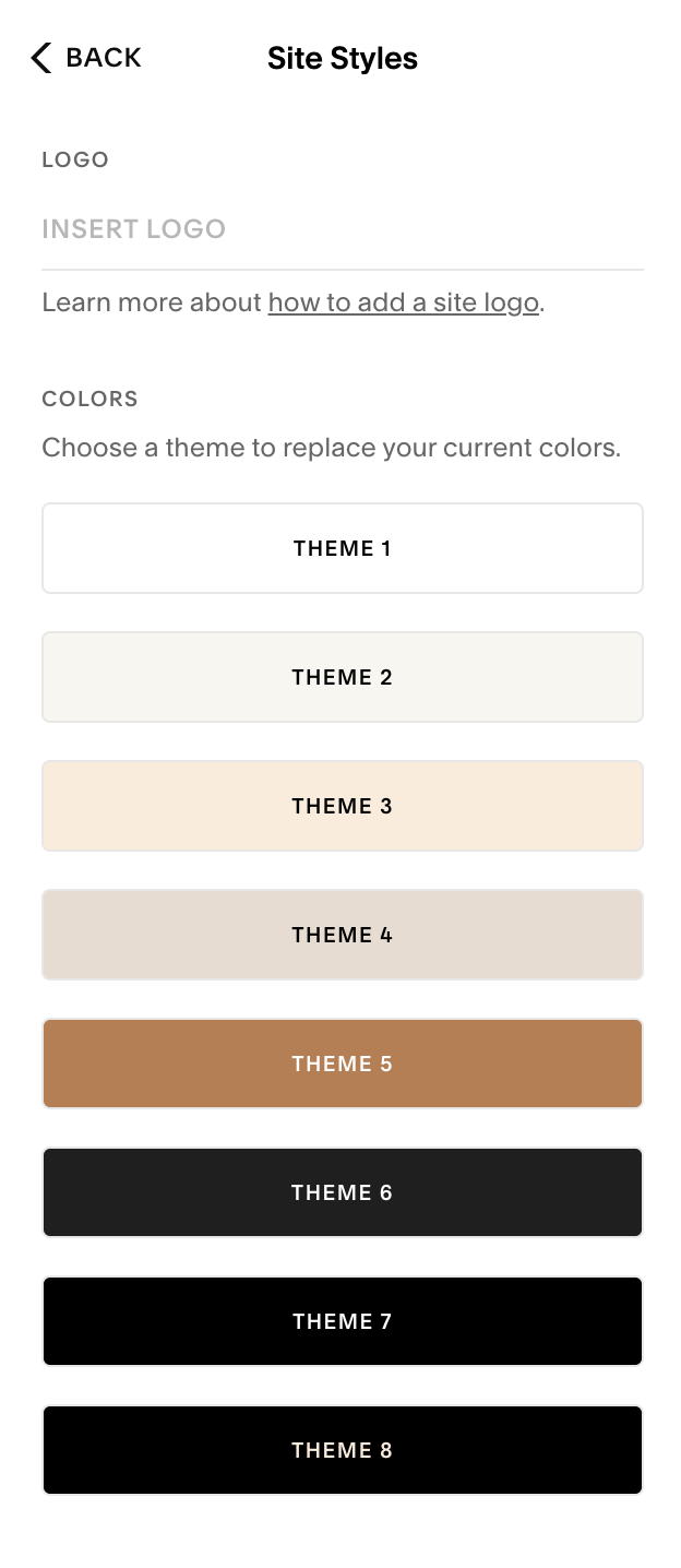 Squarespace Email Campaigns color palette