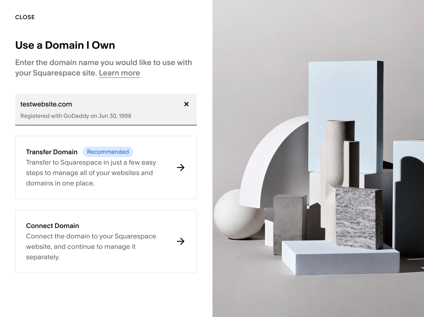 transfer or connect a domain to Squarespace