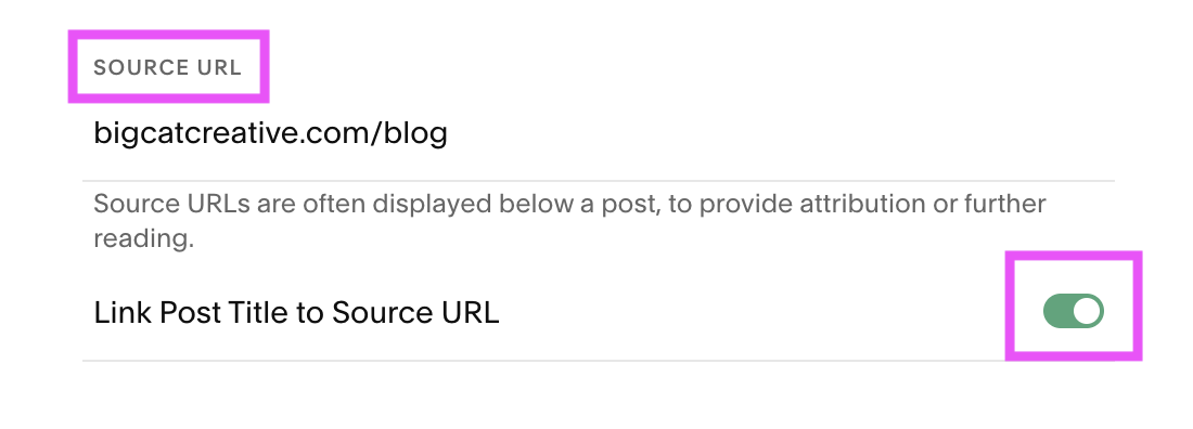 adding a blog post source URL in Squarespace