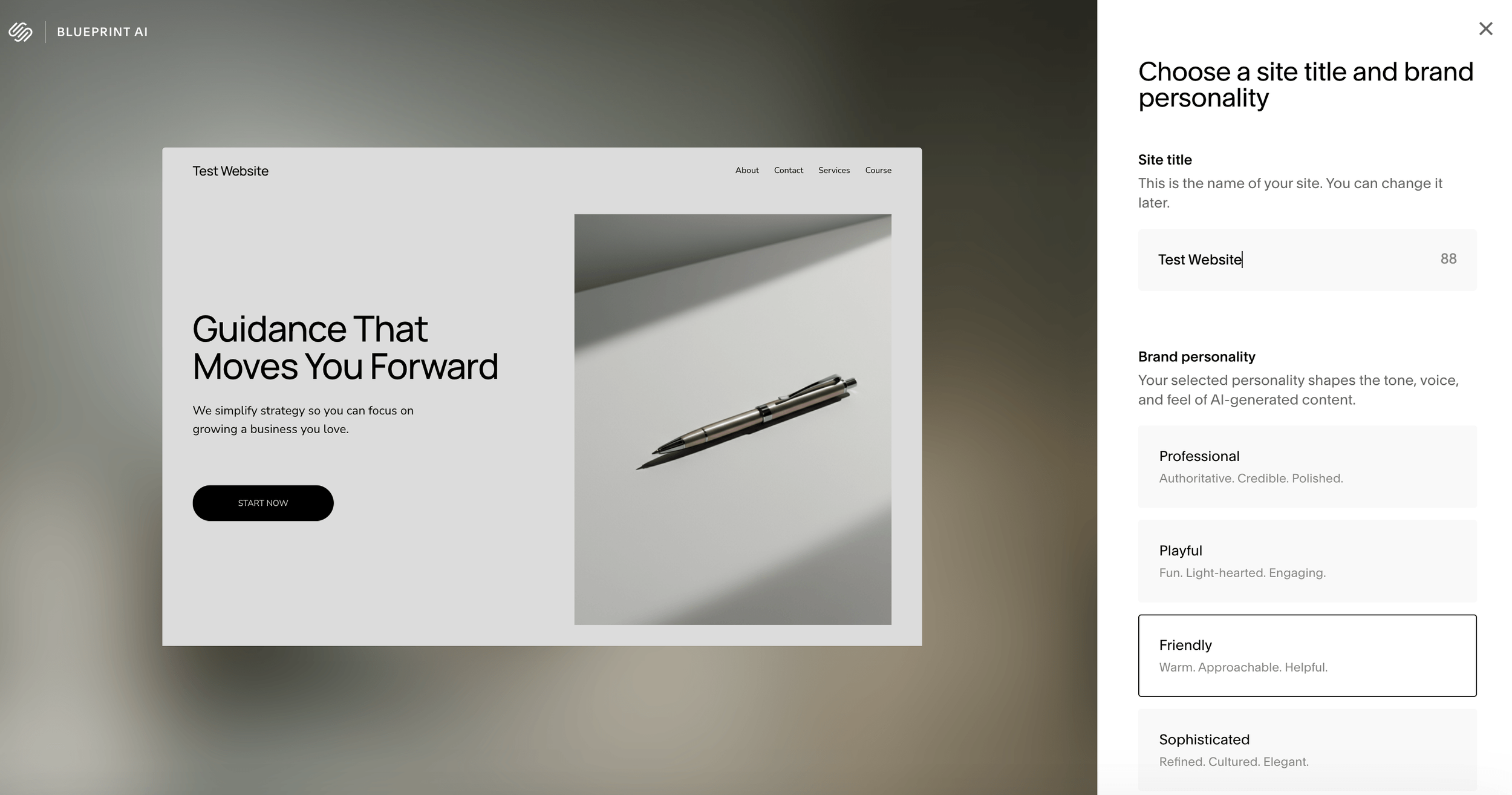 Building a website with Squarespace Blueprint AI
