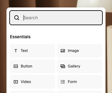Using the block search bar in Squarespace