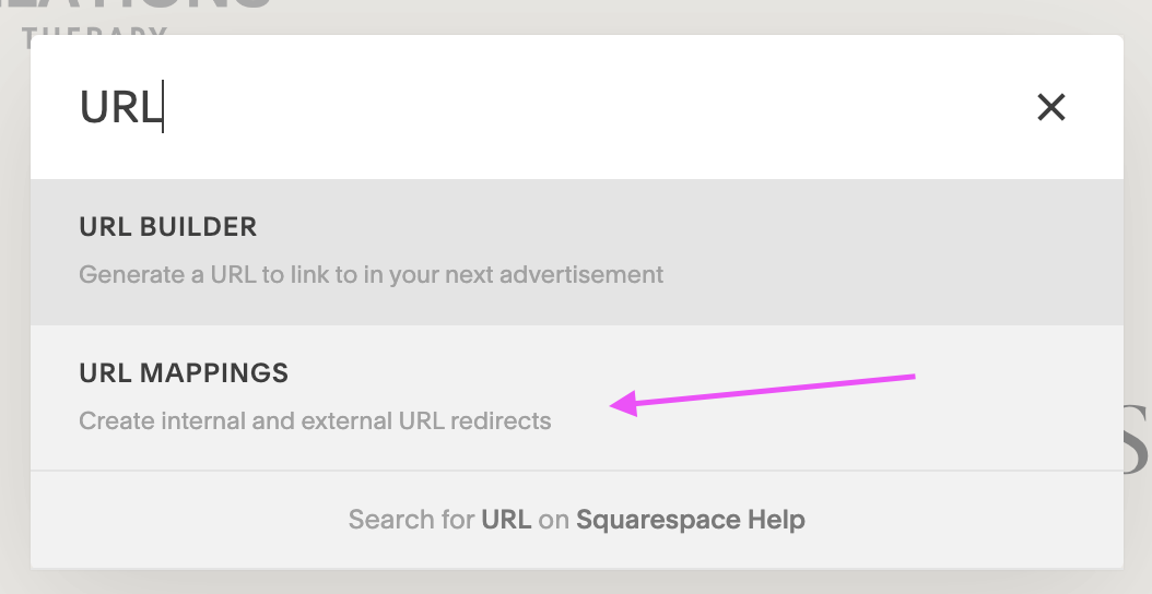 Finding URL redirect settings in Squarespace