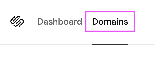 accessing the domains panel in Squarespace
