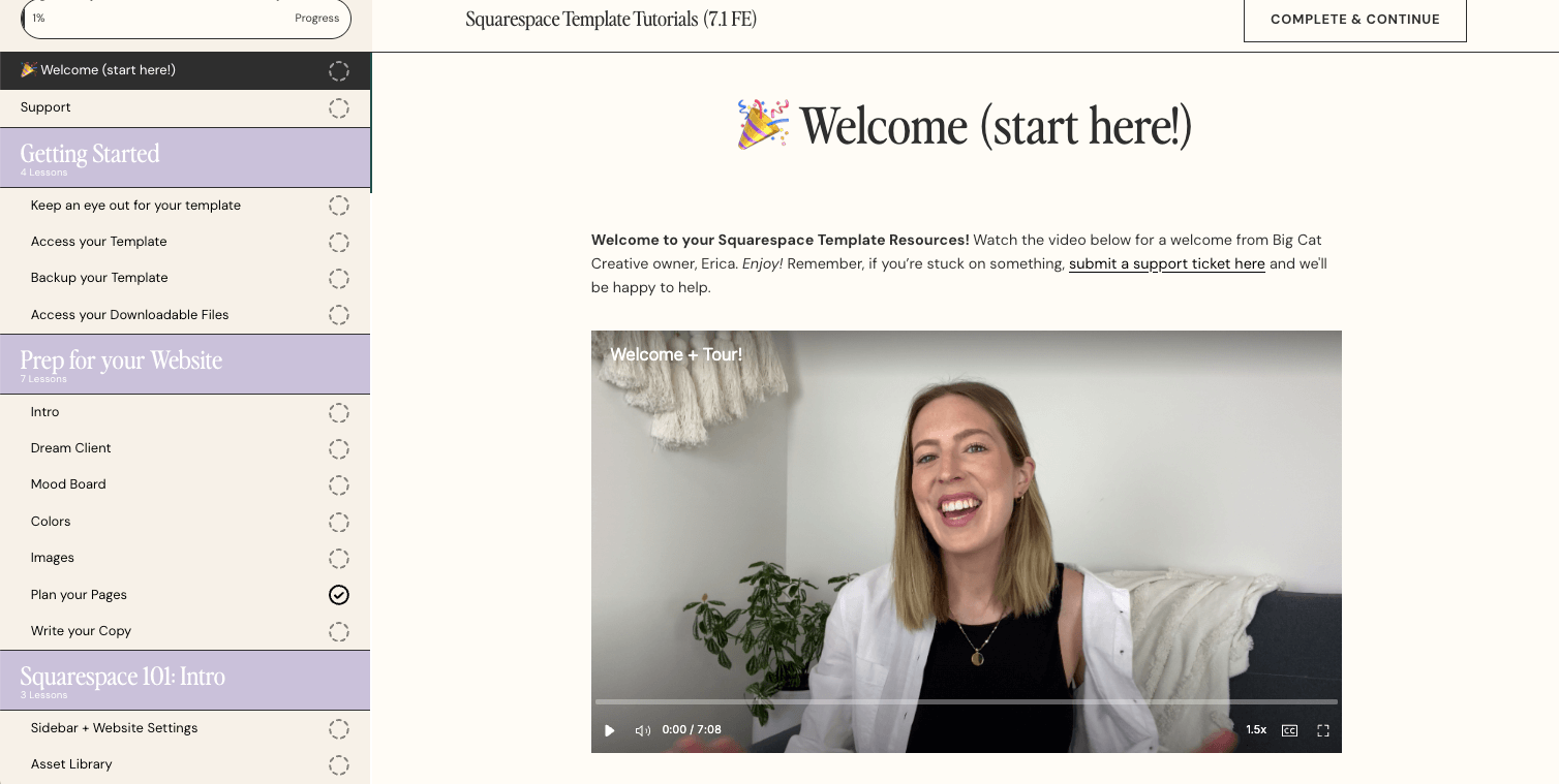 Squarespace template tutorials resources Big Cat Creative