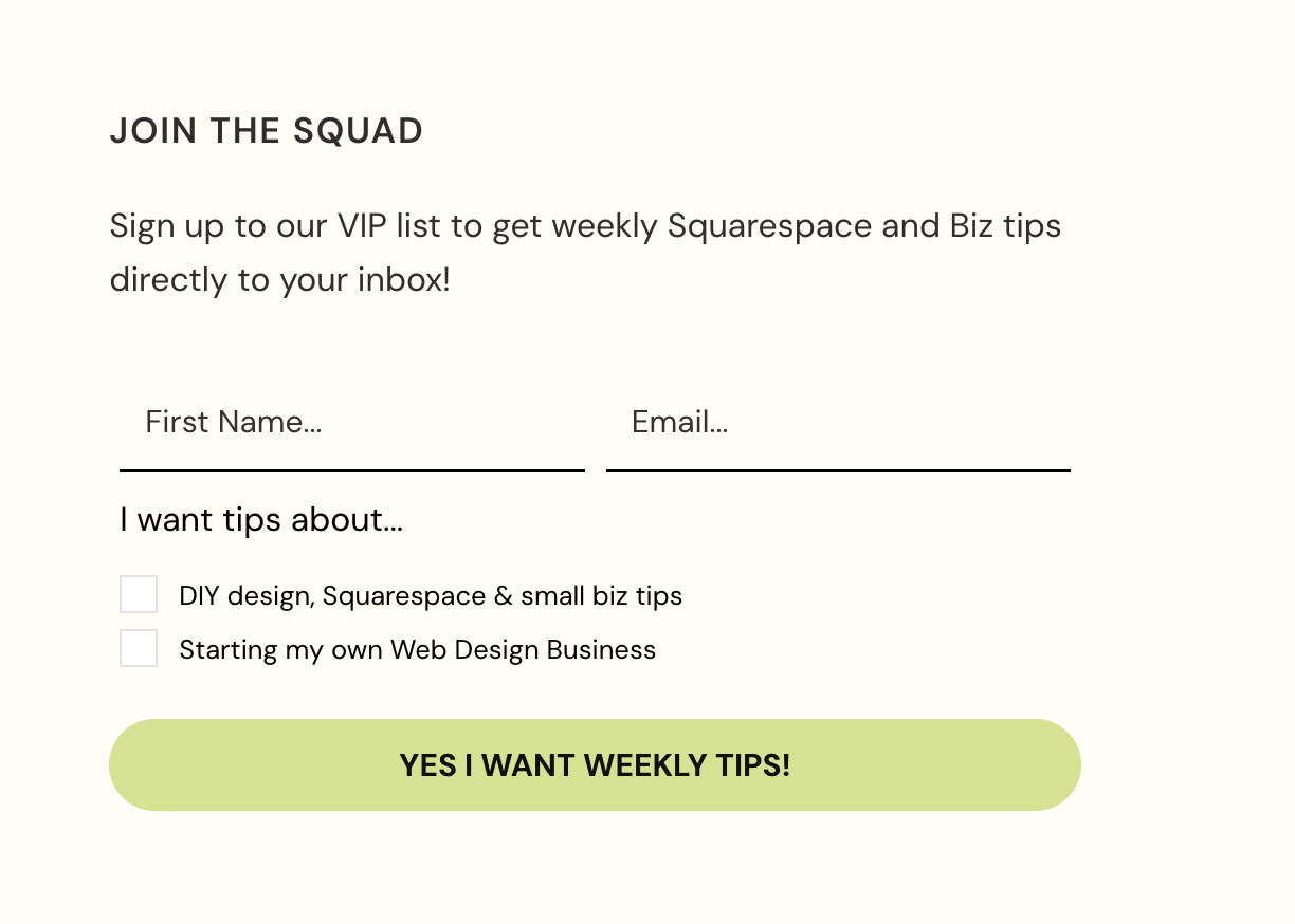 Big Cat Creative Email Sign-up Form