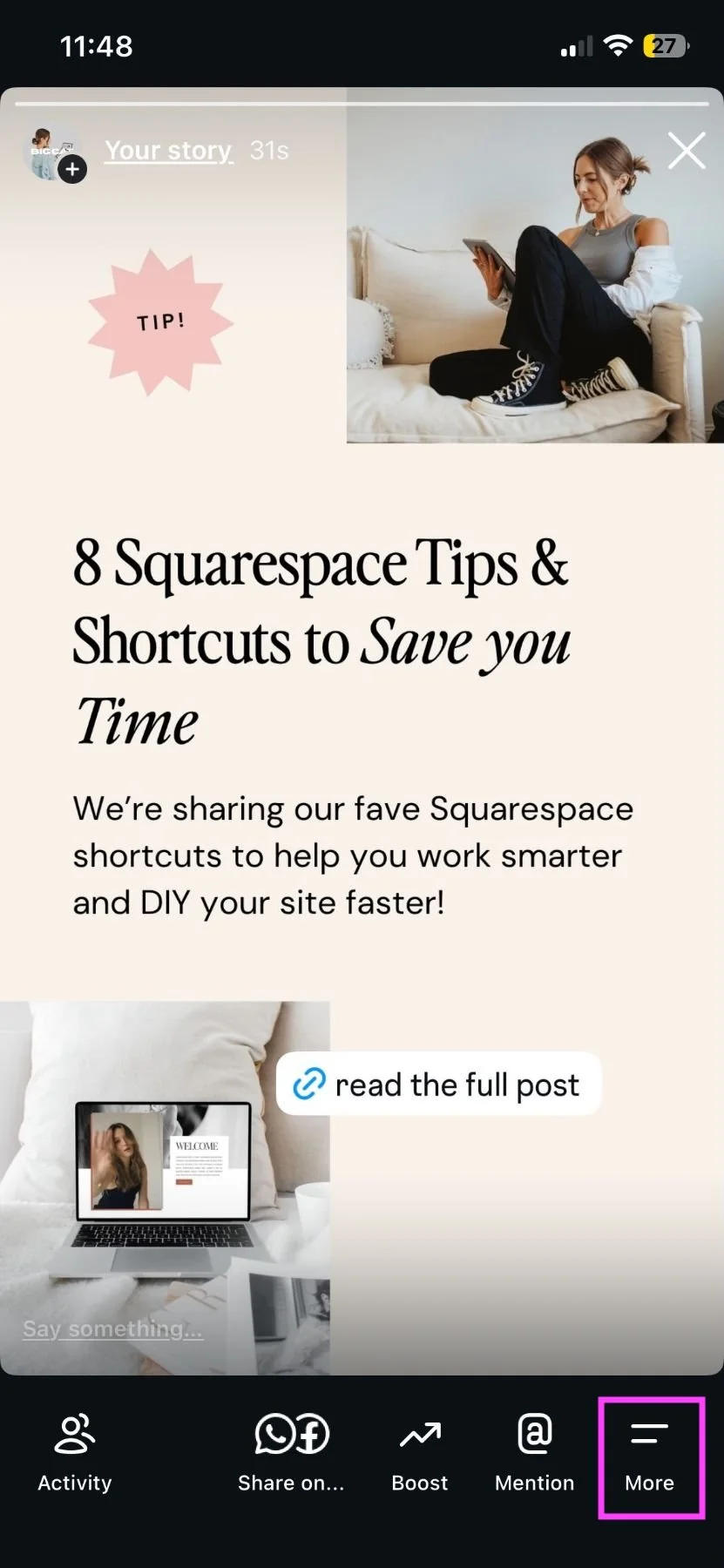 Adding a live story to a highlight