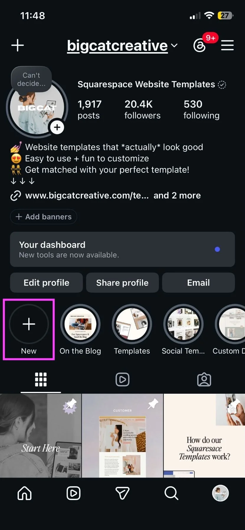 Adding an Instagram Highlight to your profile