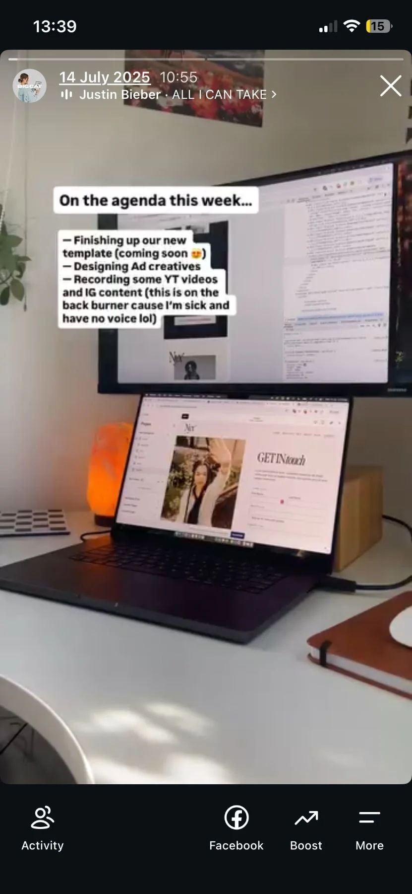 work with me Instagram Story example