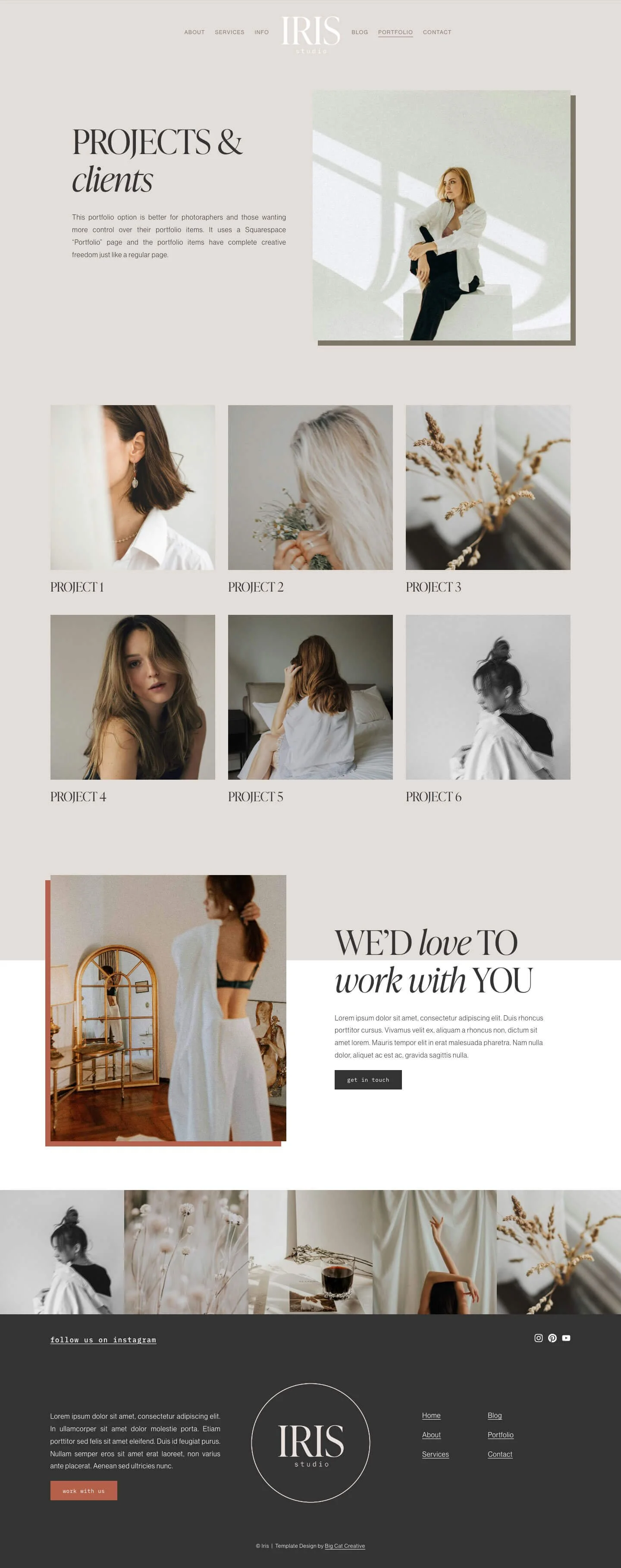 5 Must-Haves for a High-Converting Photography Website - Example of Portfolio in the Iris Squarespace Template