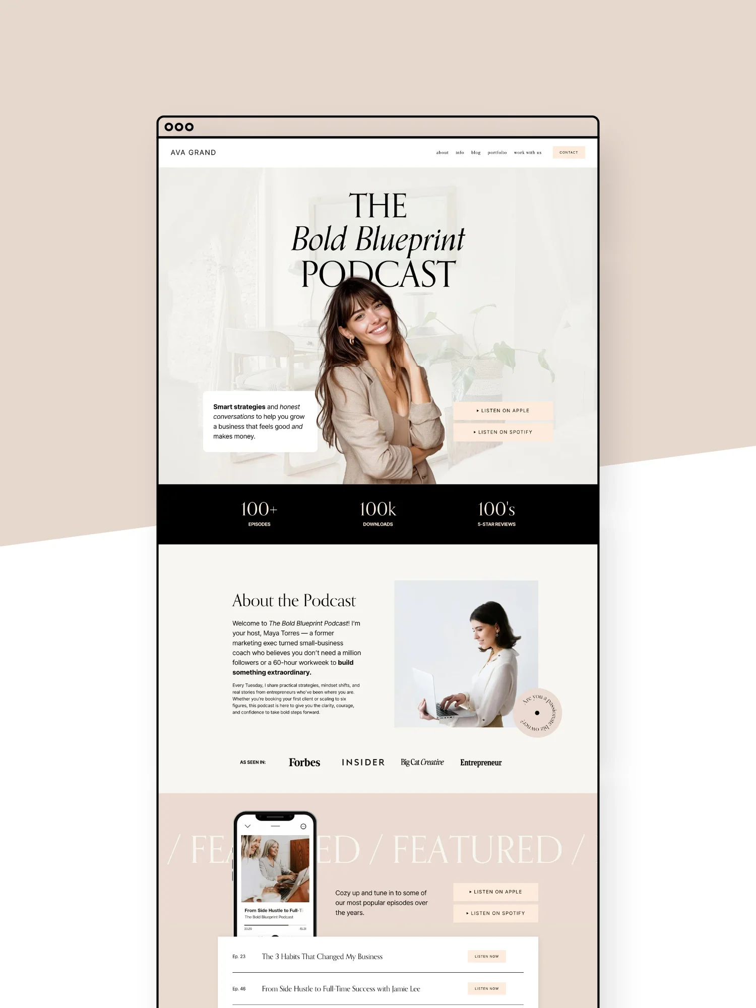 Ava Grand Podcast Page Template