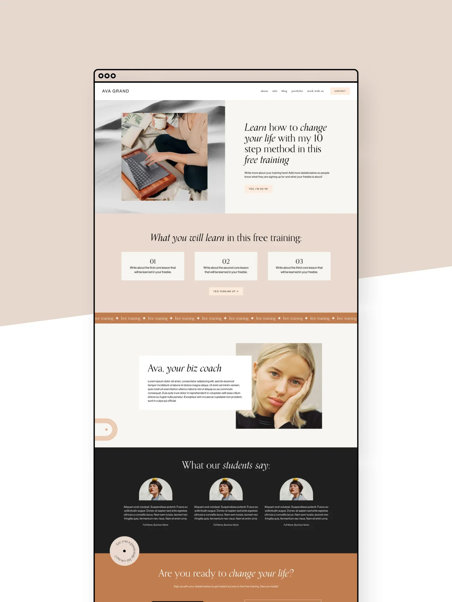 Ava Grand Freebie Page Template