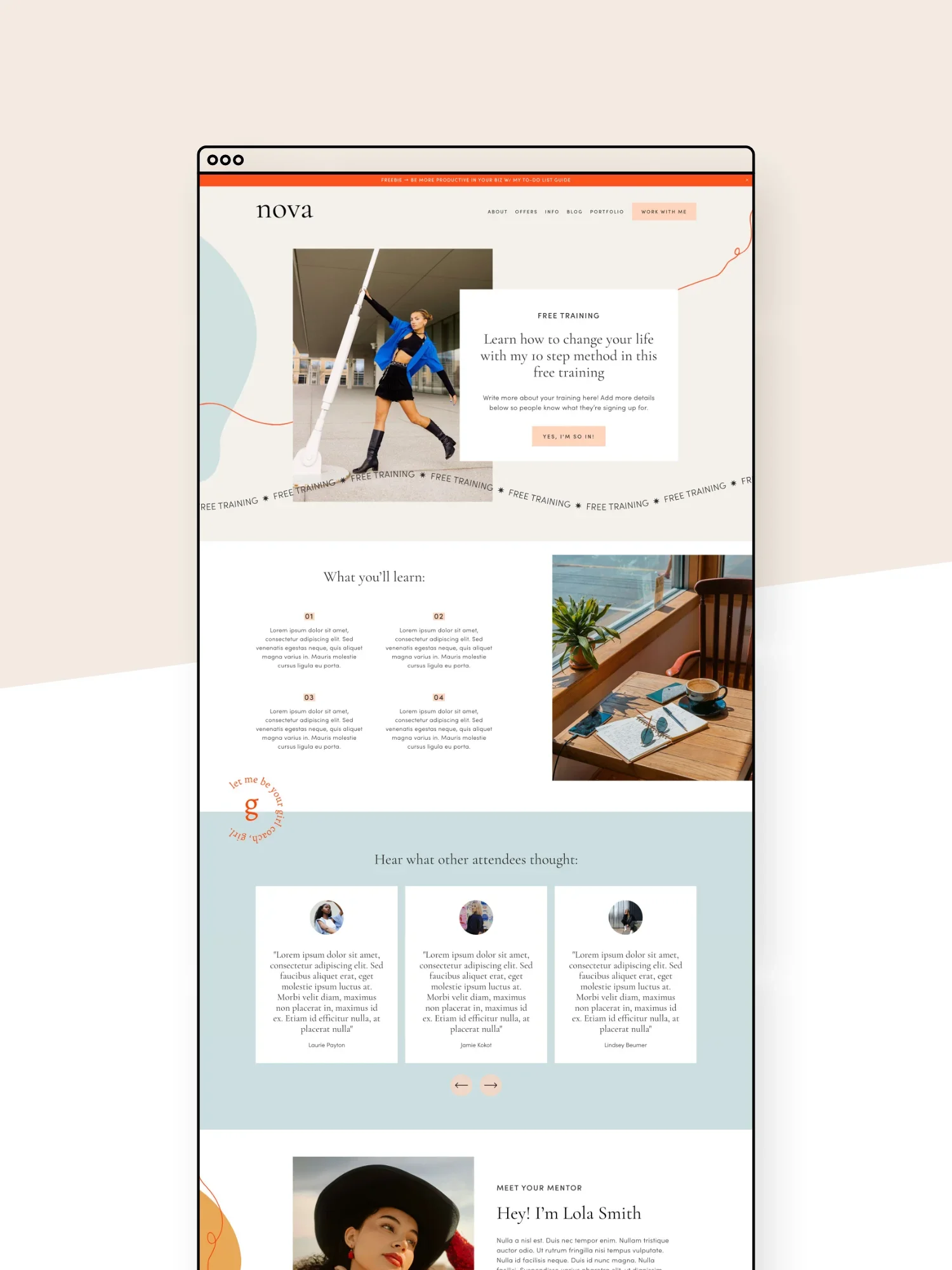 Nova Freebie Page Template