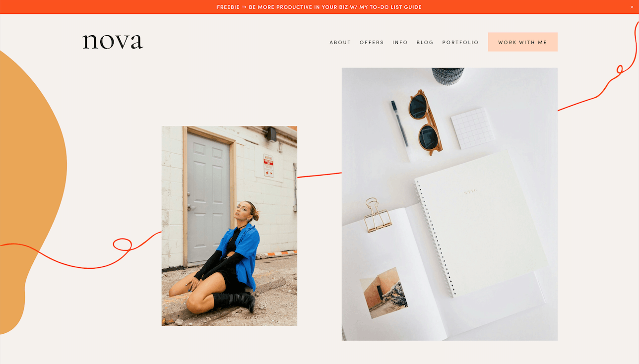 Announcement Bar Example from our Nova Premium Squarespace Template