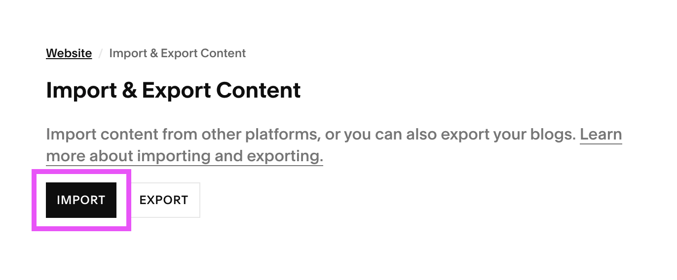 Importing Wordpress content to Squarespace