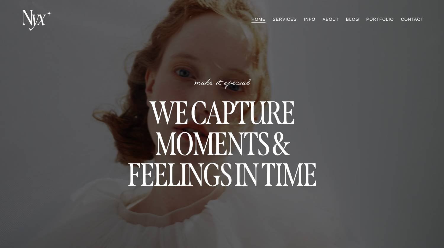 a clear hero section in the Nyx Squarespace Template by Big Cat Creative