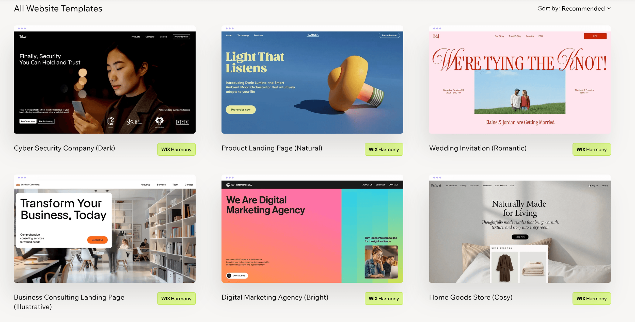 Wix website templates