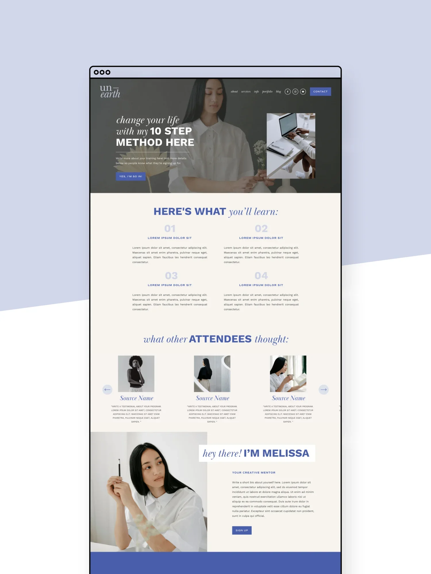 Unearth Freebie Page Template