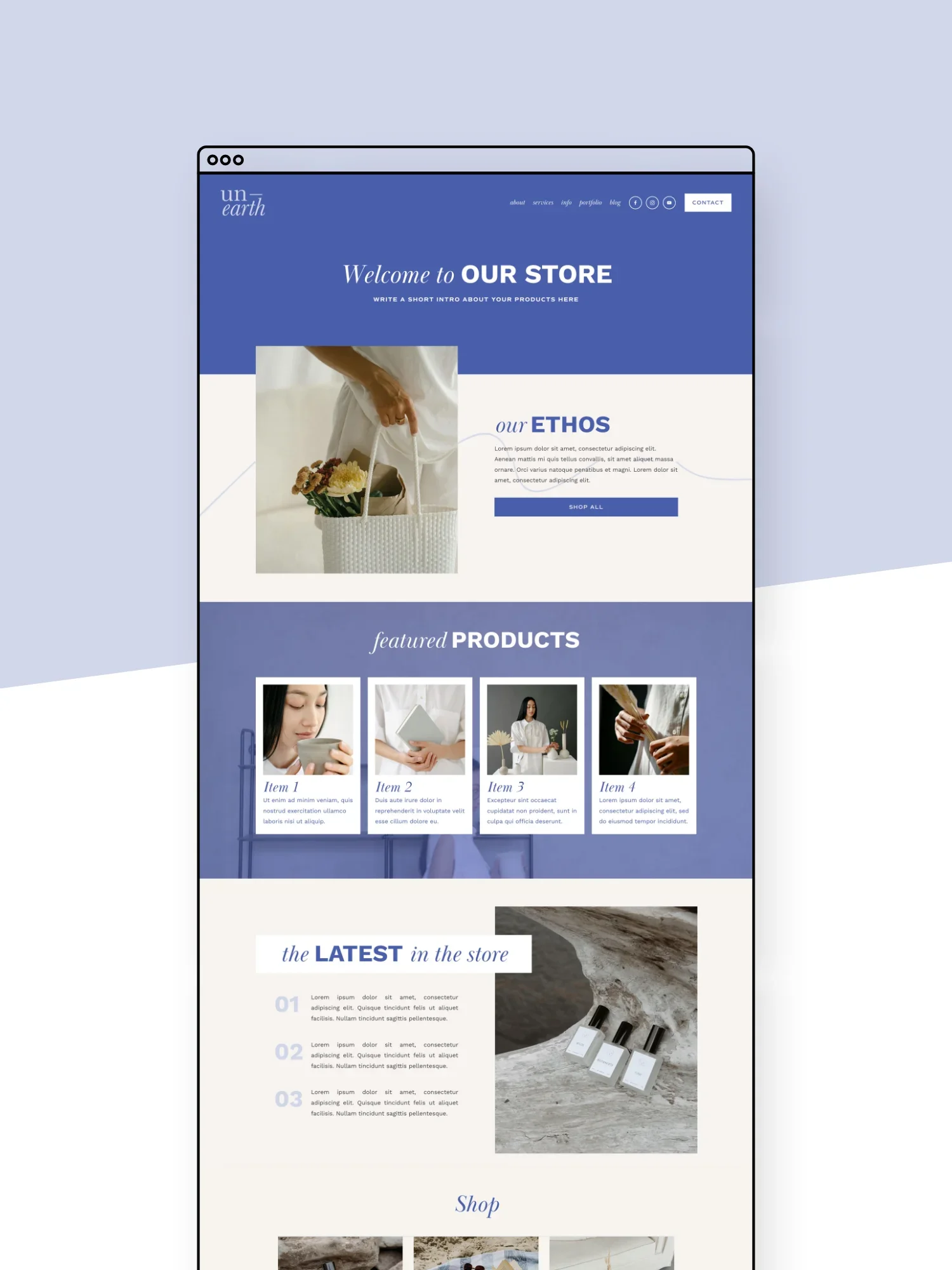 Unearth Shop Page Template