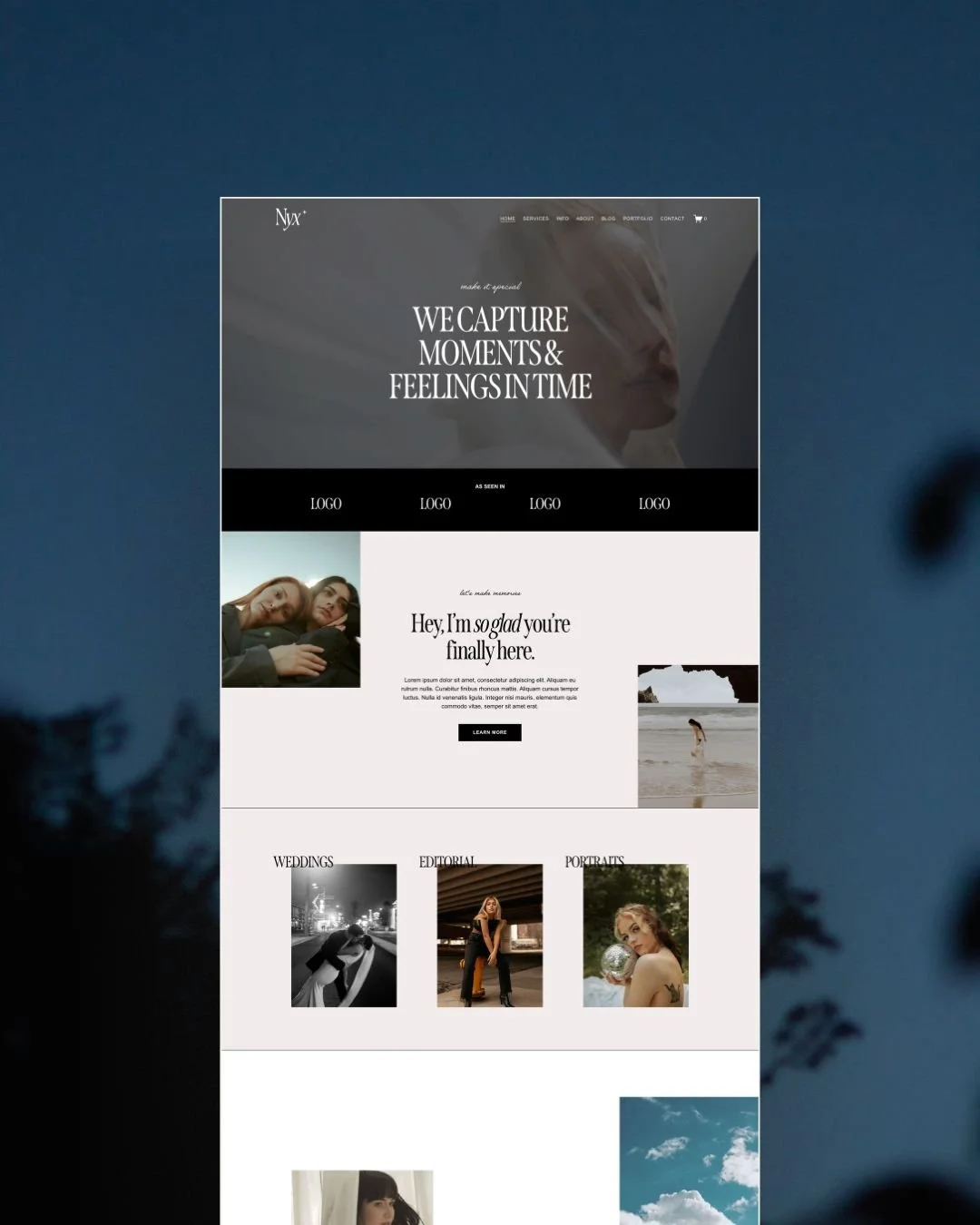Best Website Templates for Photographers - Nyx Squarespace Template by Big Cat Creative