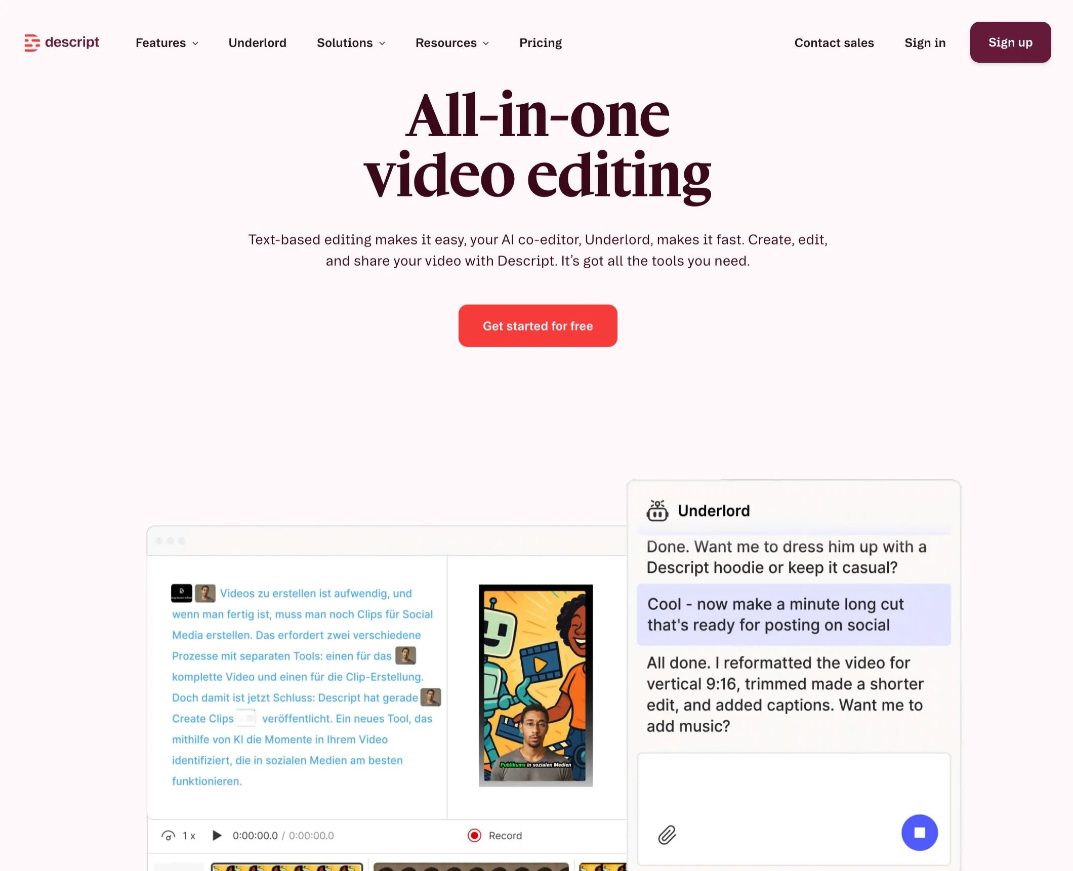 Descript video and audio editing platform