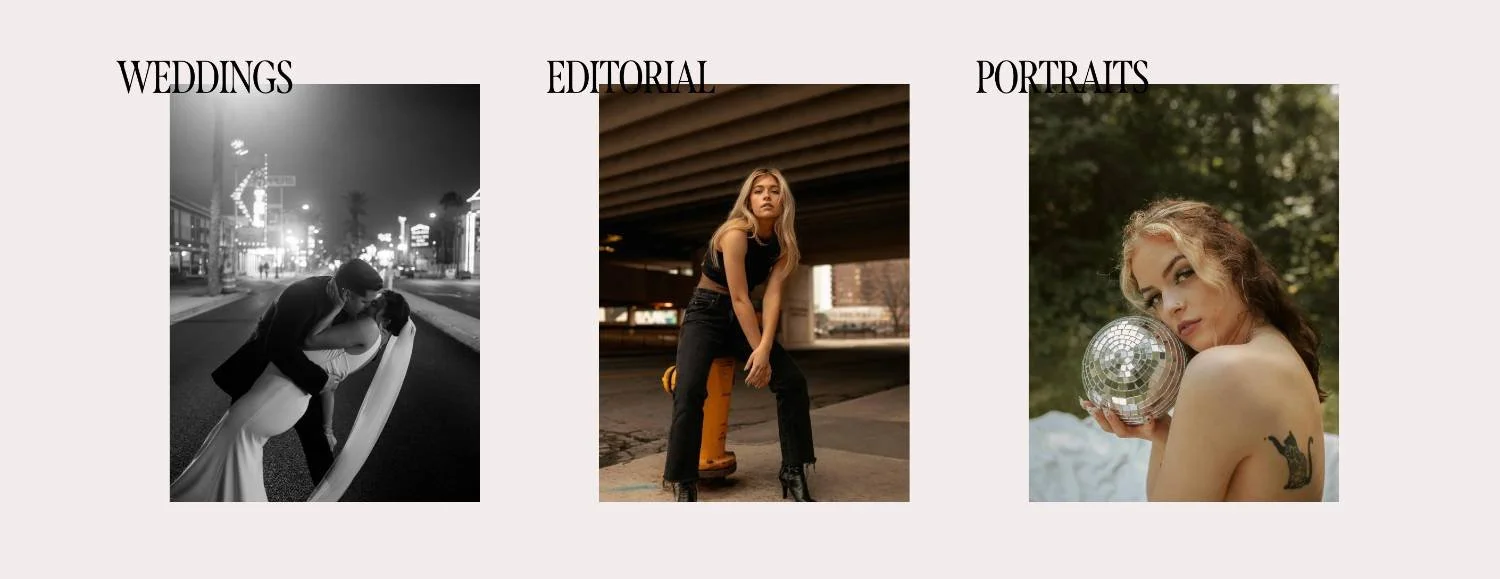 The services section in the Nyx Squarespace Template by Big Cat Creative