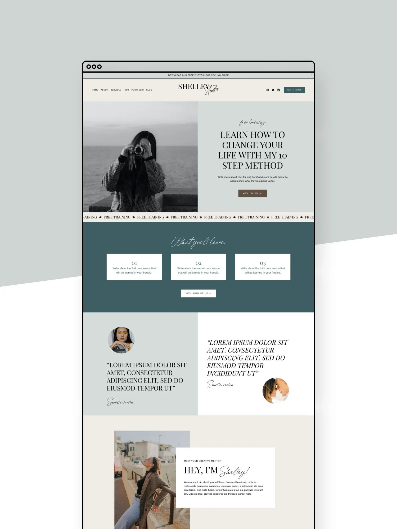 Shelley Freebie Page Template