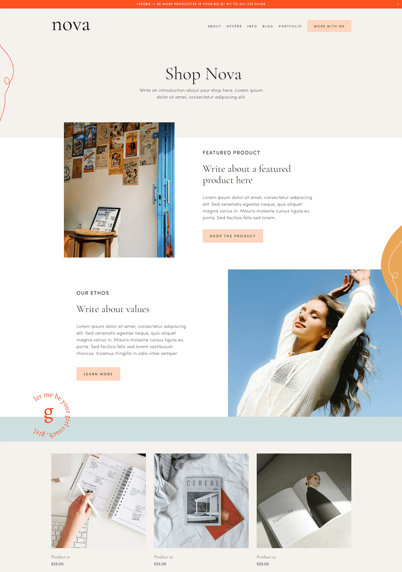 Shop Page Add-On From our Nova Premium Squarespace Template