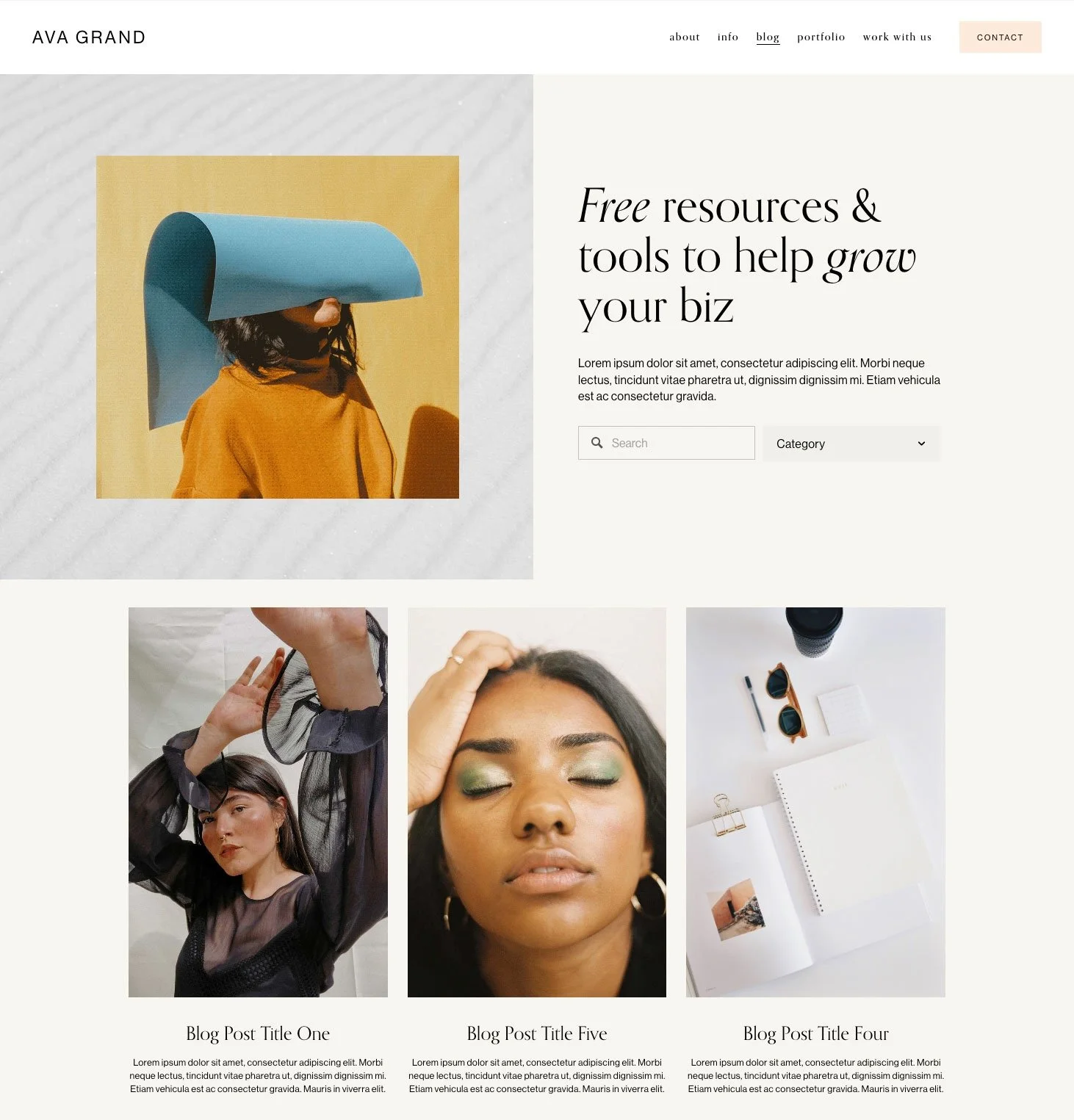 Ava Grand Blog Page  Squarespace Template by Big Cat Creative