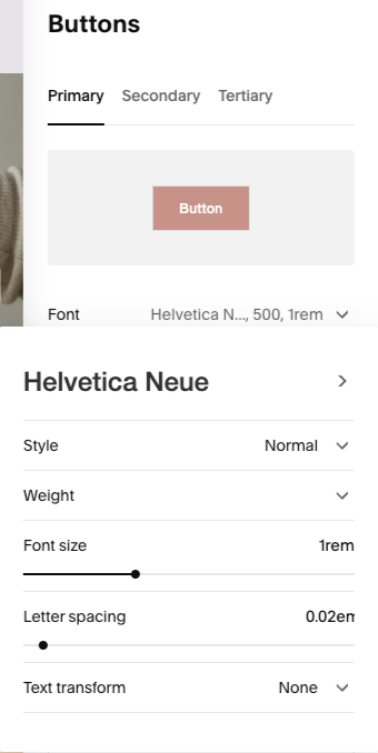 Customizing button fonts in Squarespace