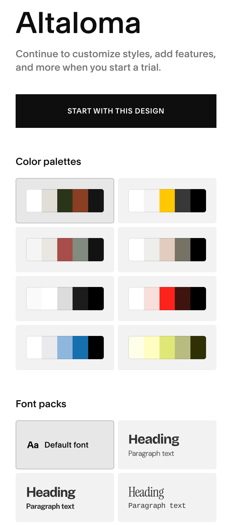 Squarespace template styles