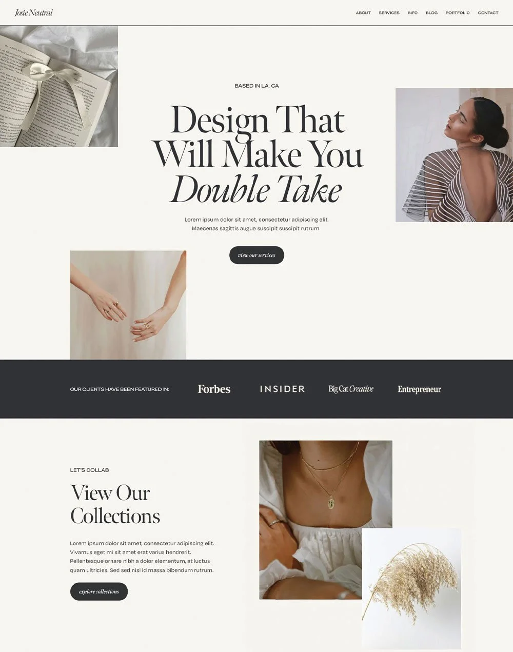 Josie Squarespace Template Neutral Showcase