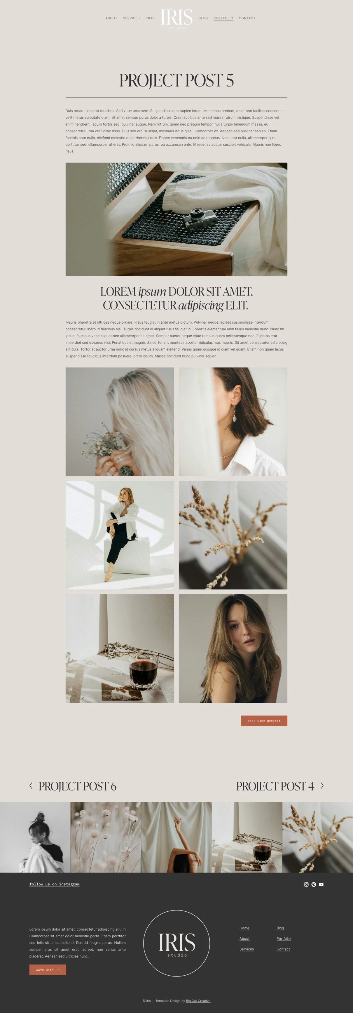 Different Portfolio Styles to add to Your Squarespace Website -  Iris Squarespace template blog portfolio project post