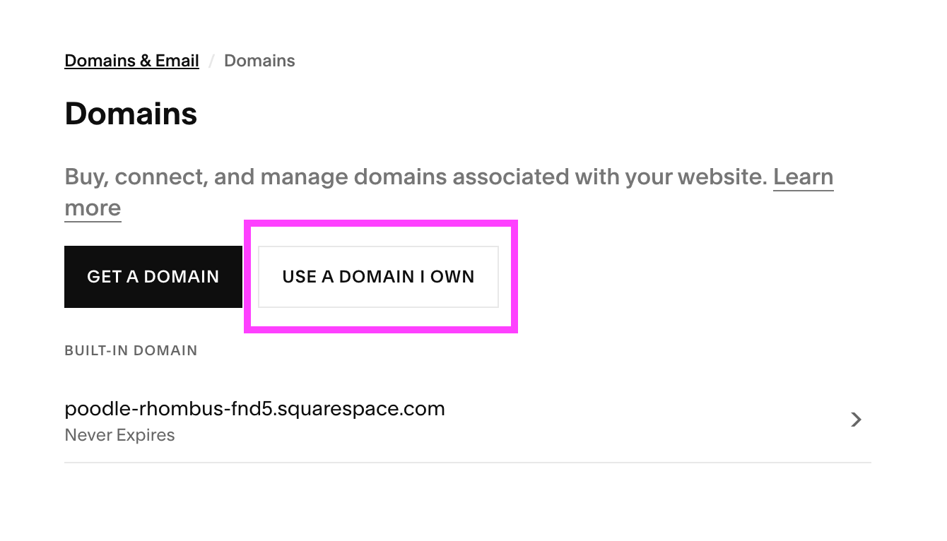 Use an existing domain with Squarespace